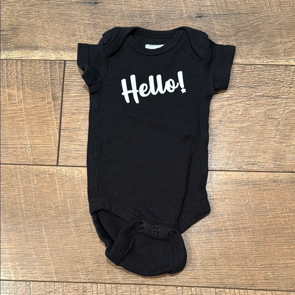 Black 'Hello!' Kids One Piece